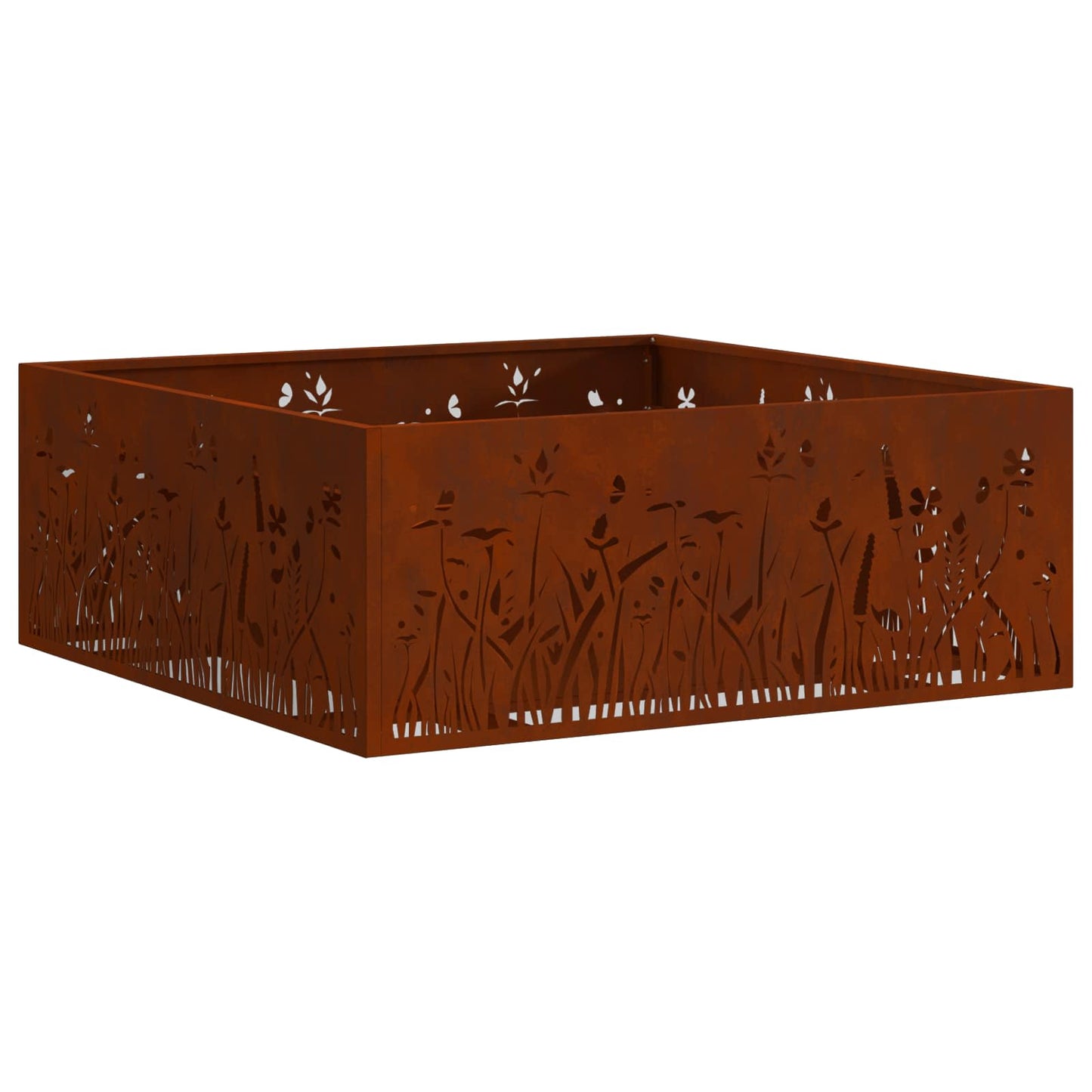 Fire Pit Brown 80 x 80 x 30 cm Weathering Steel