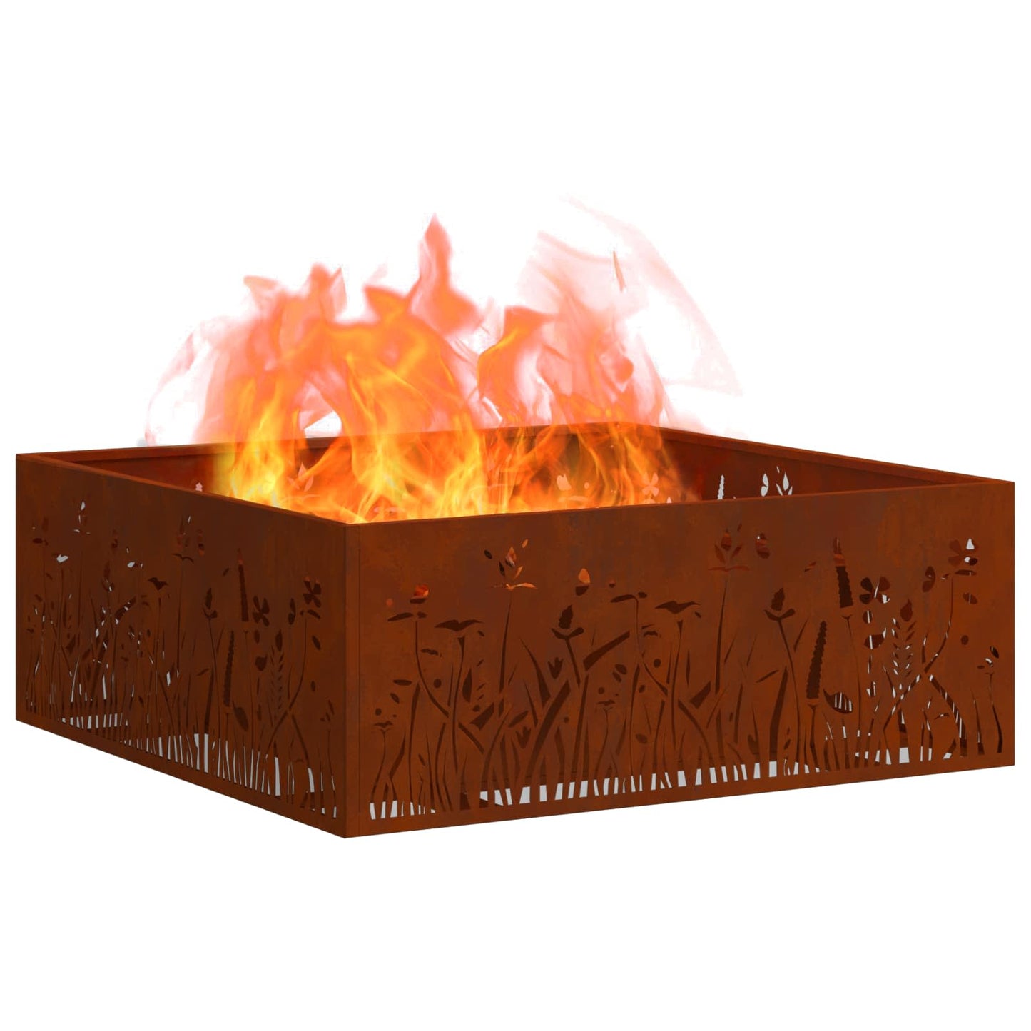 Fire Pit Brown 80 x 80 x 30 cm Weathering Steel