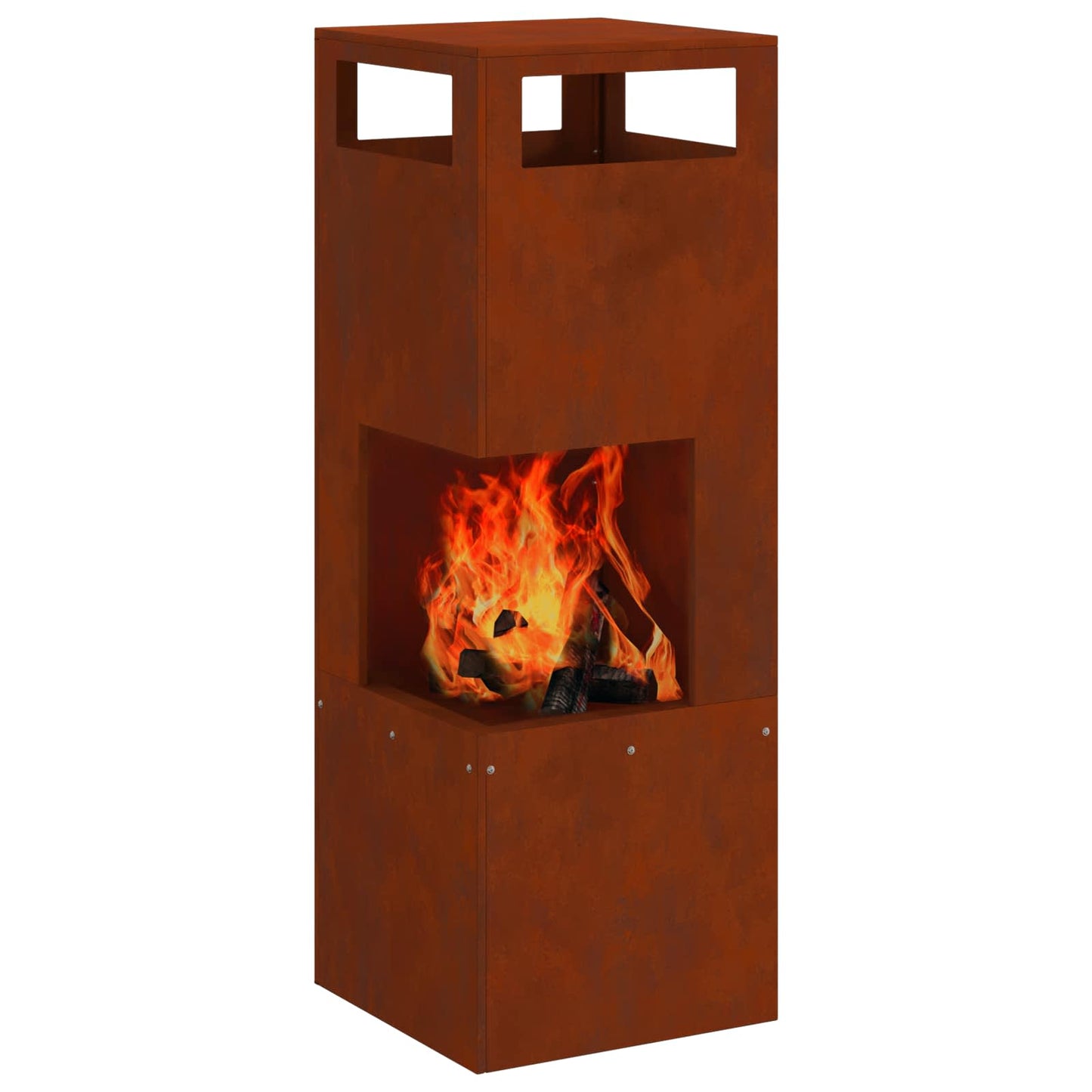 Fire Pit Brown 35 x 35 x 100 cm Weathering Steel