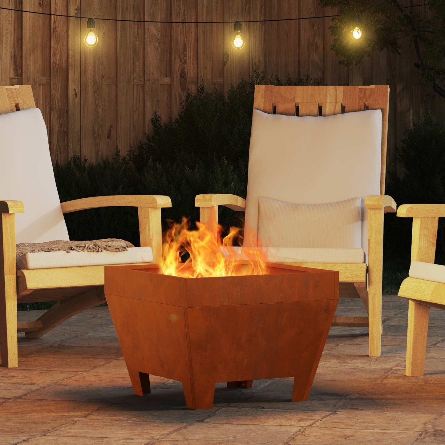 Fire Pit Brown 50 x 50 x 38 cm Weathering Steel