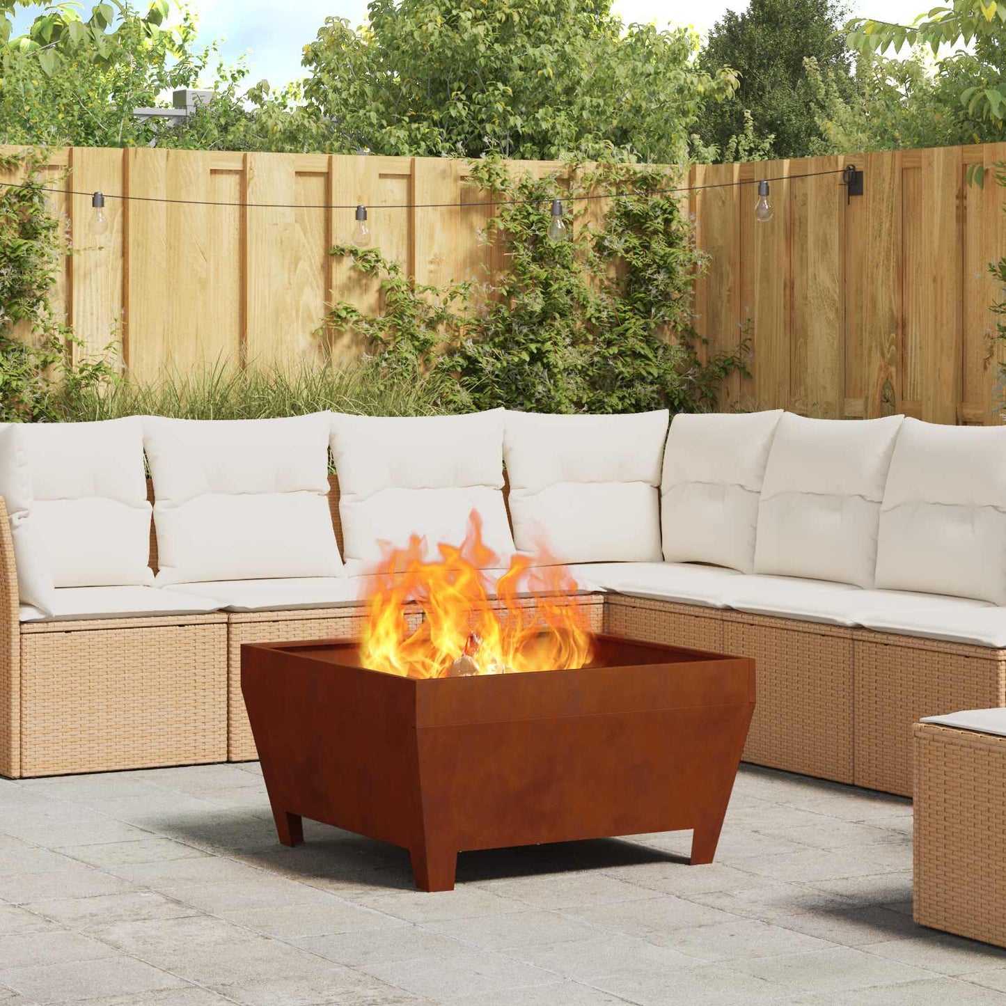 Fire Pit Brown 80 x 80 x 43 cm Weathering Steel