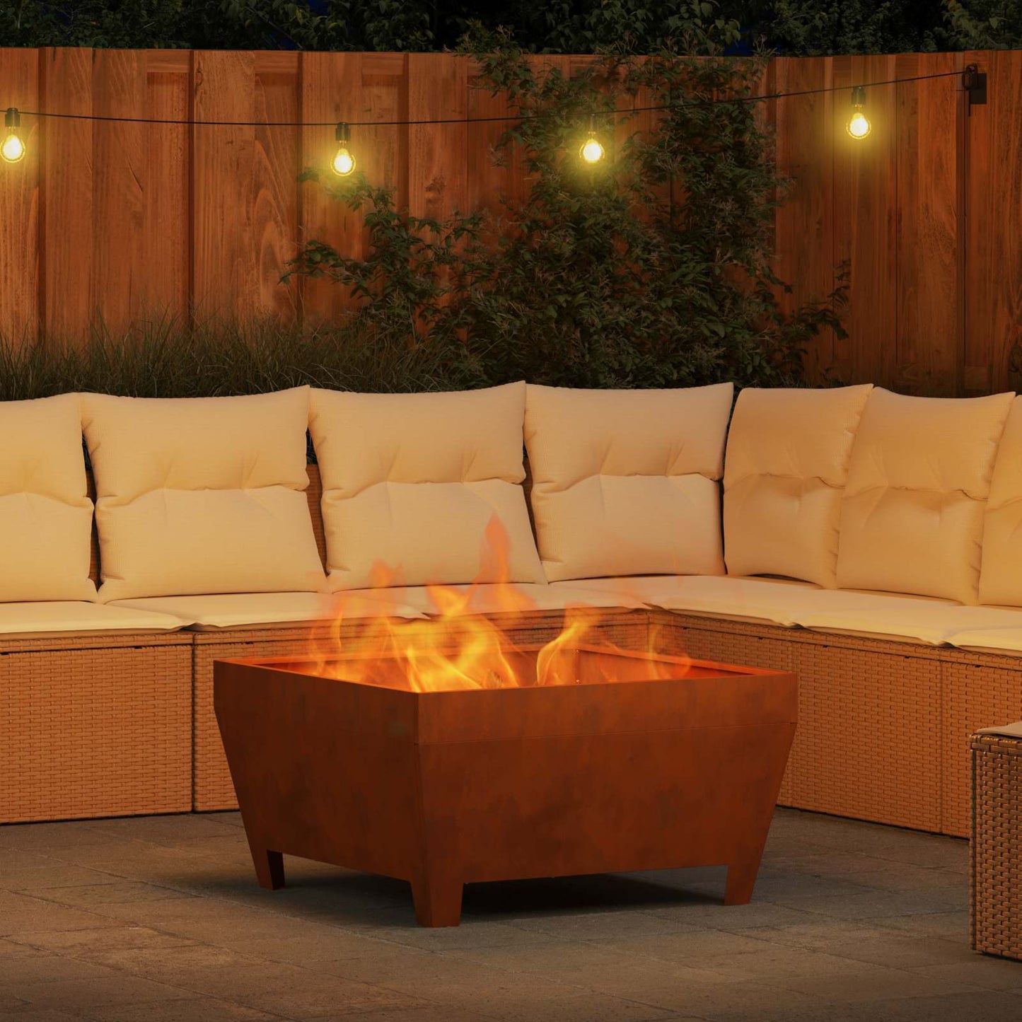 Fire Pit Brown 80 x 80 x 43 cm Weathering Steel
