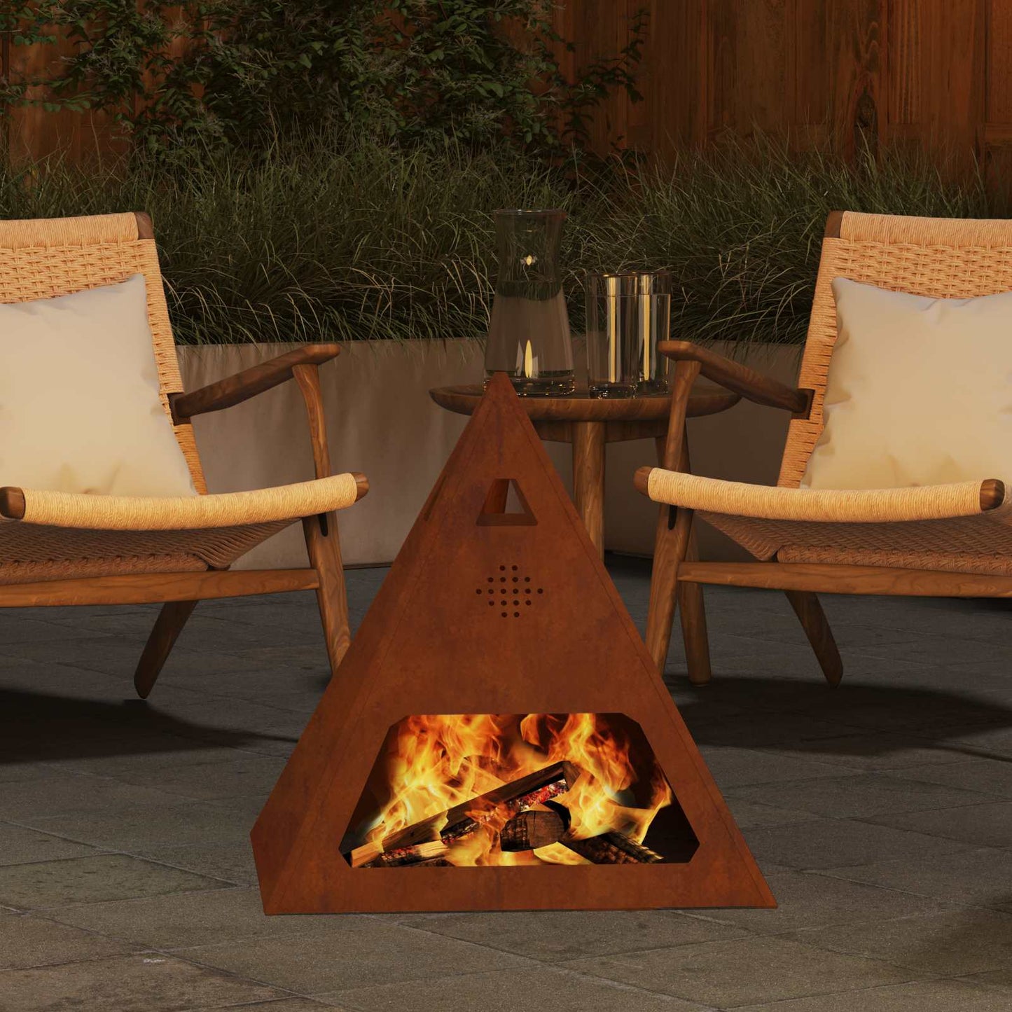 Fire Pit Brown 50 x 50 x 51 cm Weathering Steel
