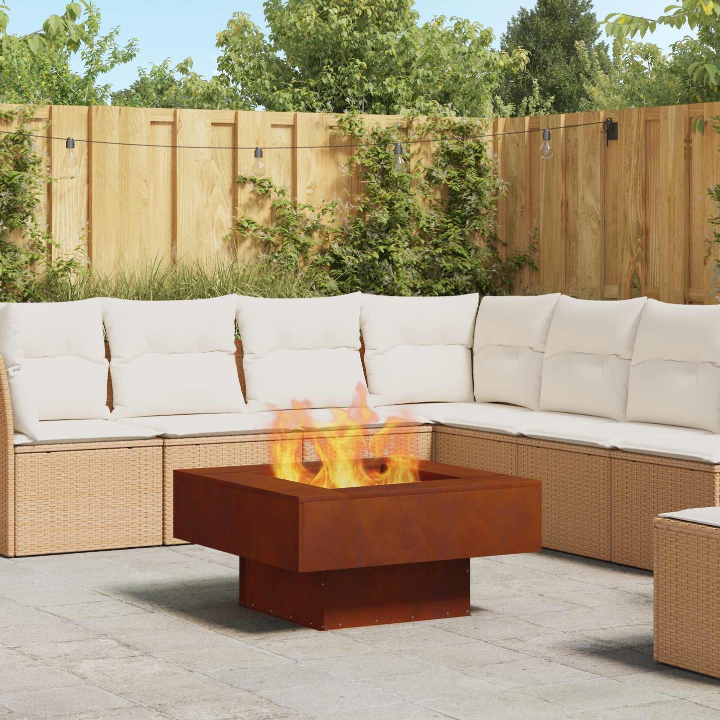 Fire Pit Brown 80 x 80 x 40 cm Weathering Steel