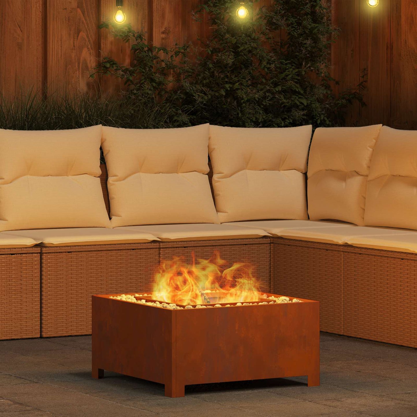 Fire Pit Brown 60 x 60 x 30 cm Weathering Steel