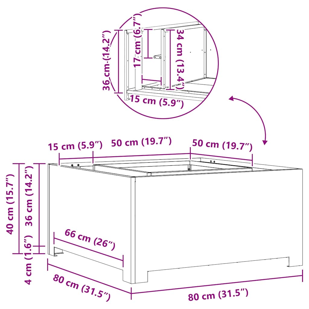 Fire Pit Black 80 x 80 x 40 cm Steel