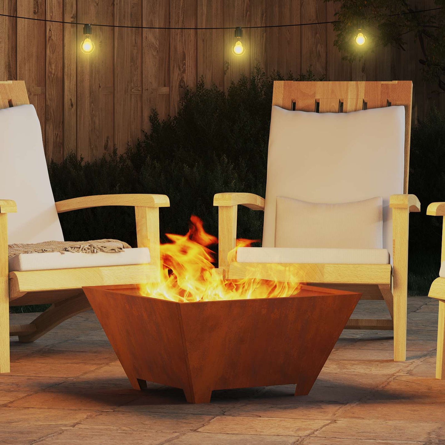 Fire Pit Brown 60 x 60 x 30 cm Weather Steel