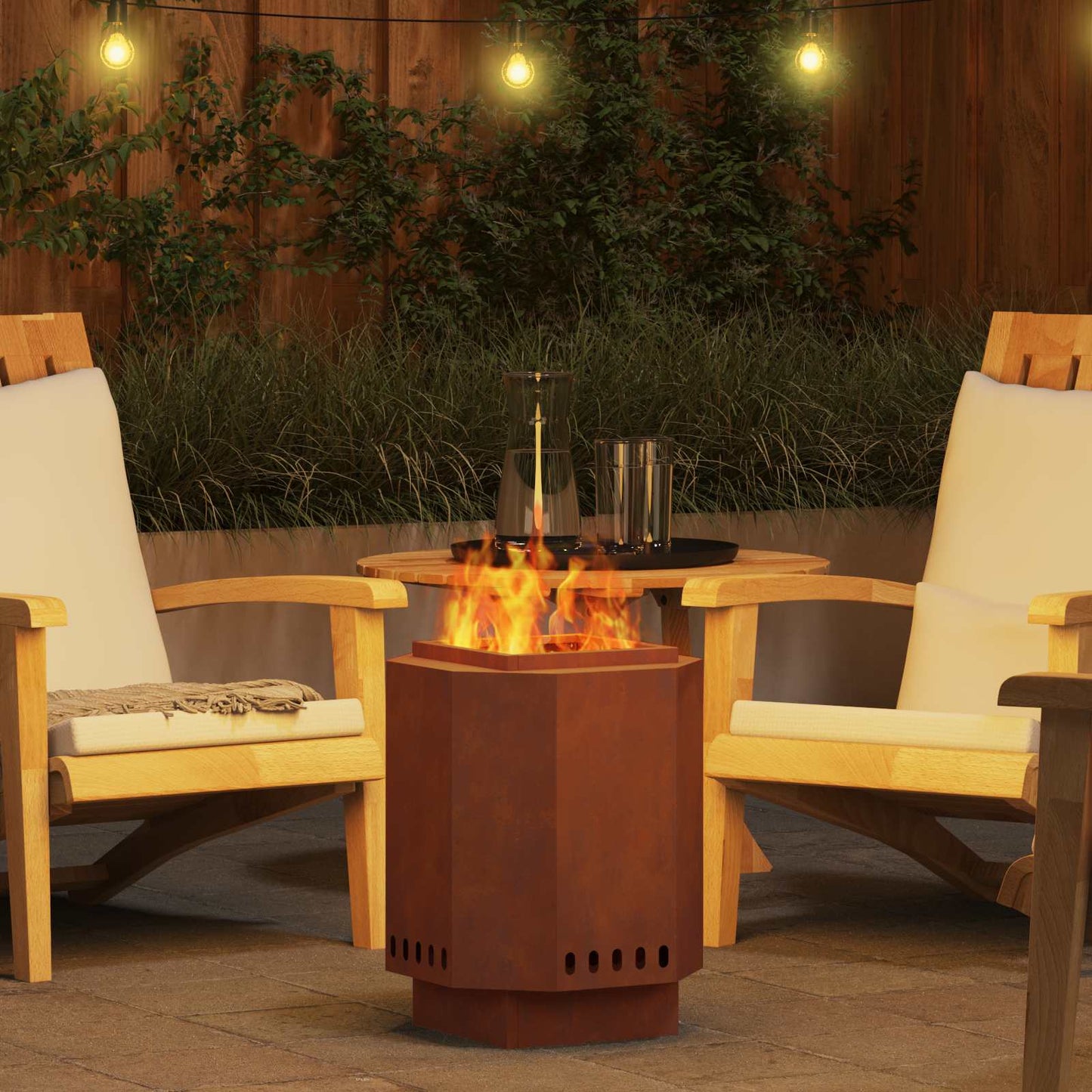 Smokeless Fire Pit Brown 38 x 38 x 51 cm Weathering Steel