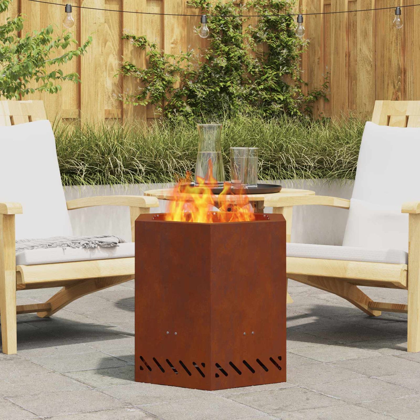 Smokeless Fire Pit Brown 48 x 48 x 51 cm Weathering Steel