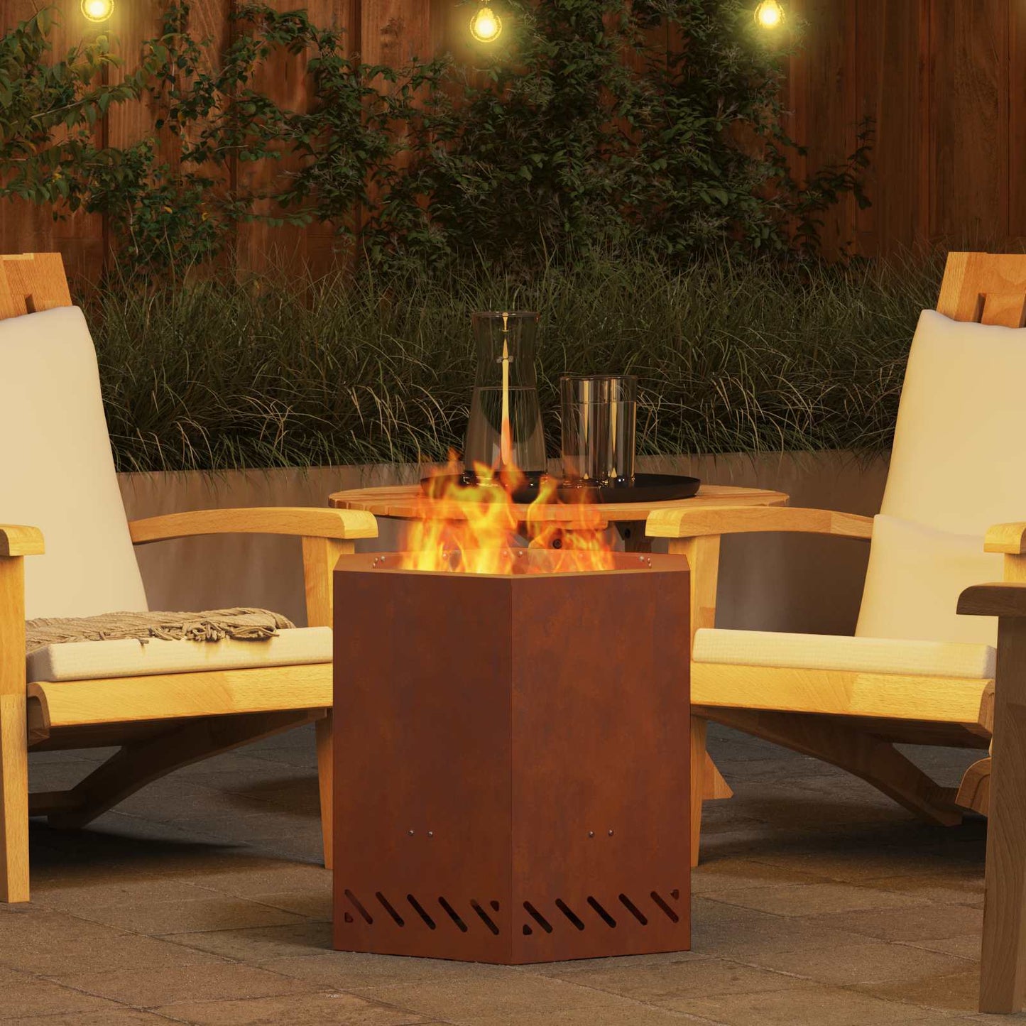 Smokeless Fire Pit Brown 48 x 48 x 51 cm Weathering Steel