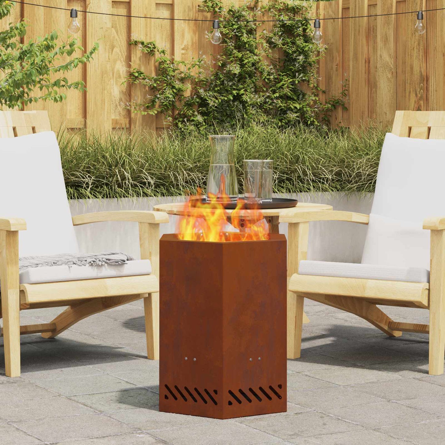 Smokeless Fire Pit Brown 38 x 38 x 51 cm Weathering Steel