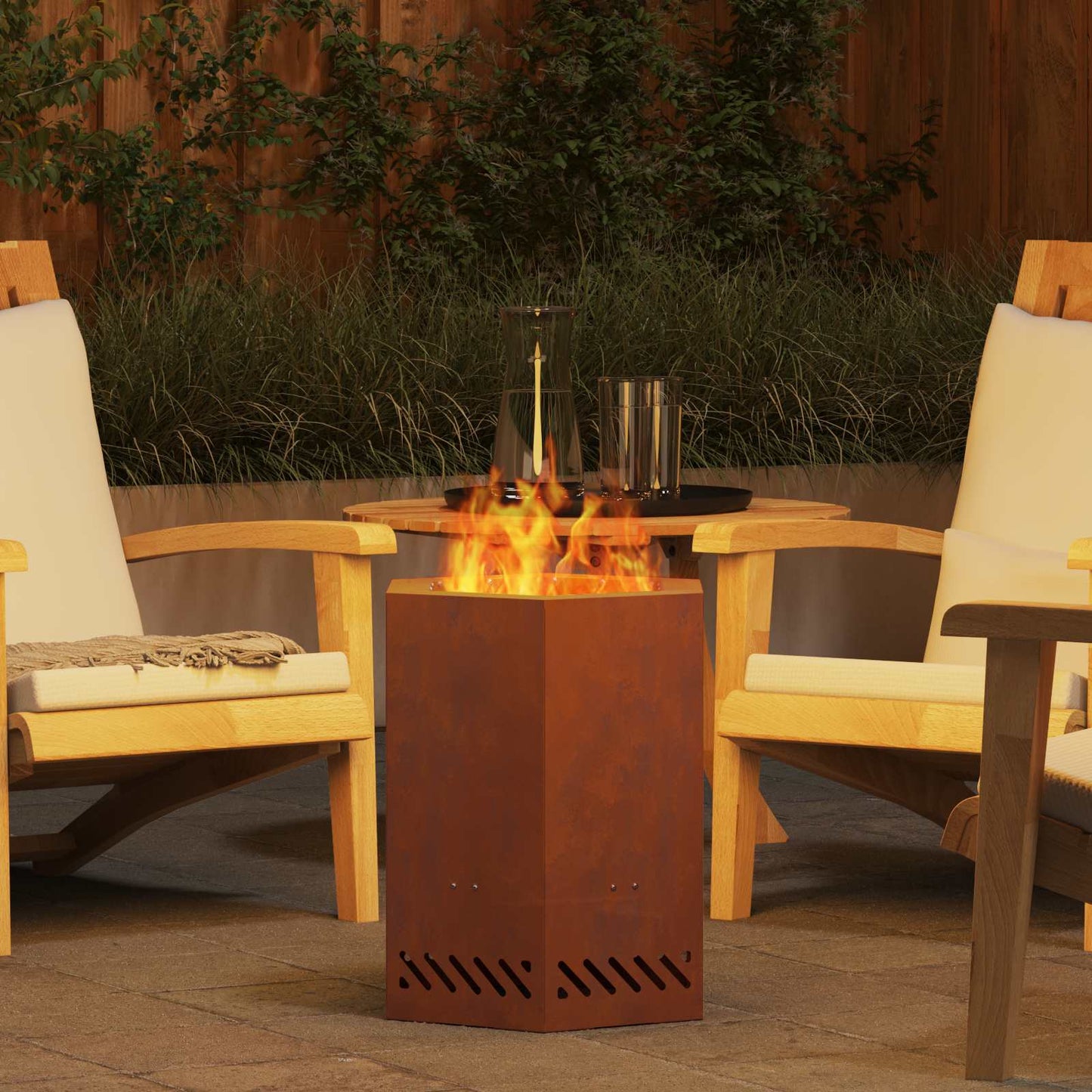 Smokeless Fire Pit Brown 38 x 38 x 51 cm Weathering Steel