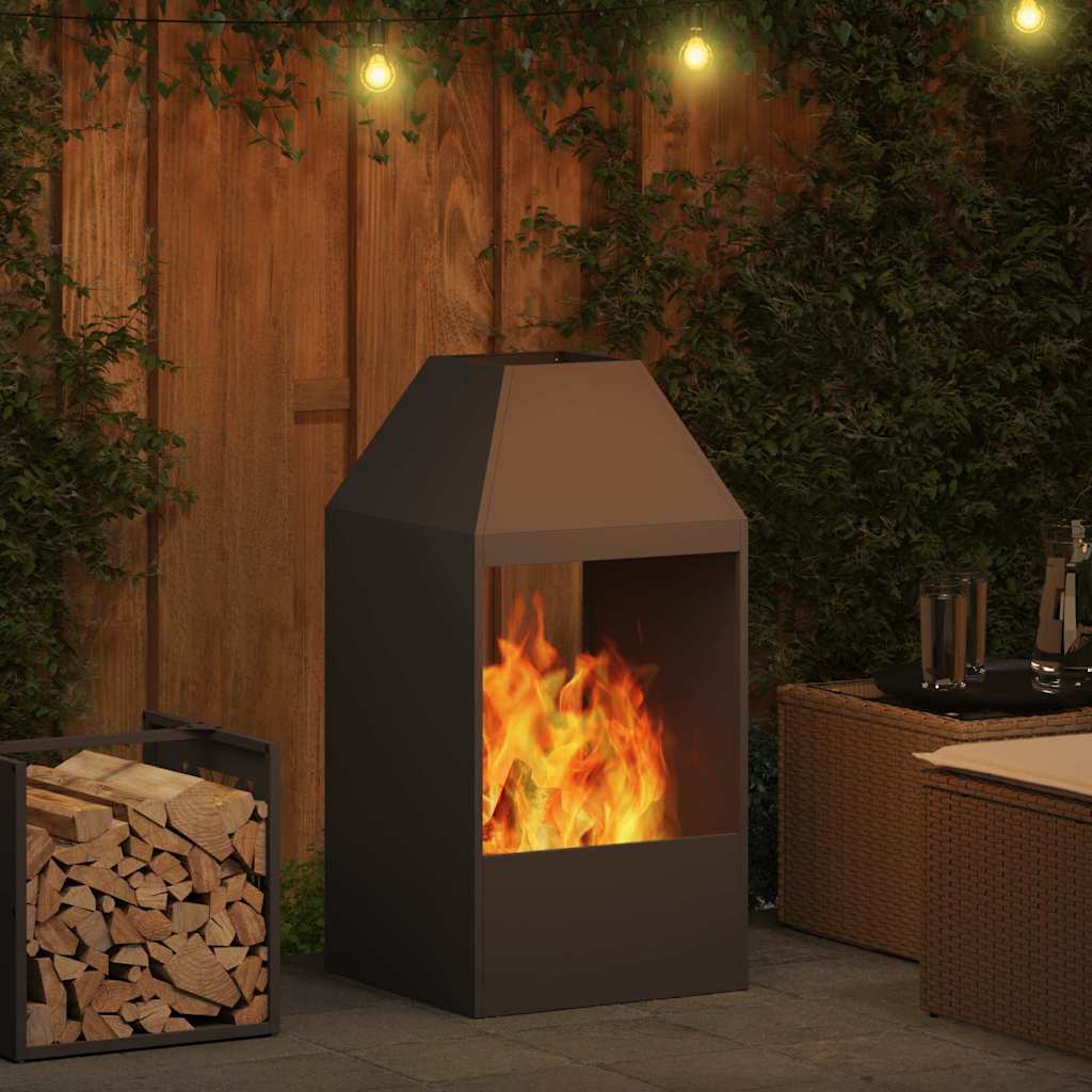 Fire Pit Black 50 x 50 x 100 cm Steel