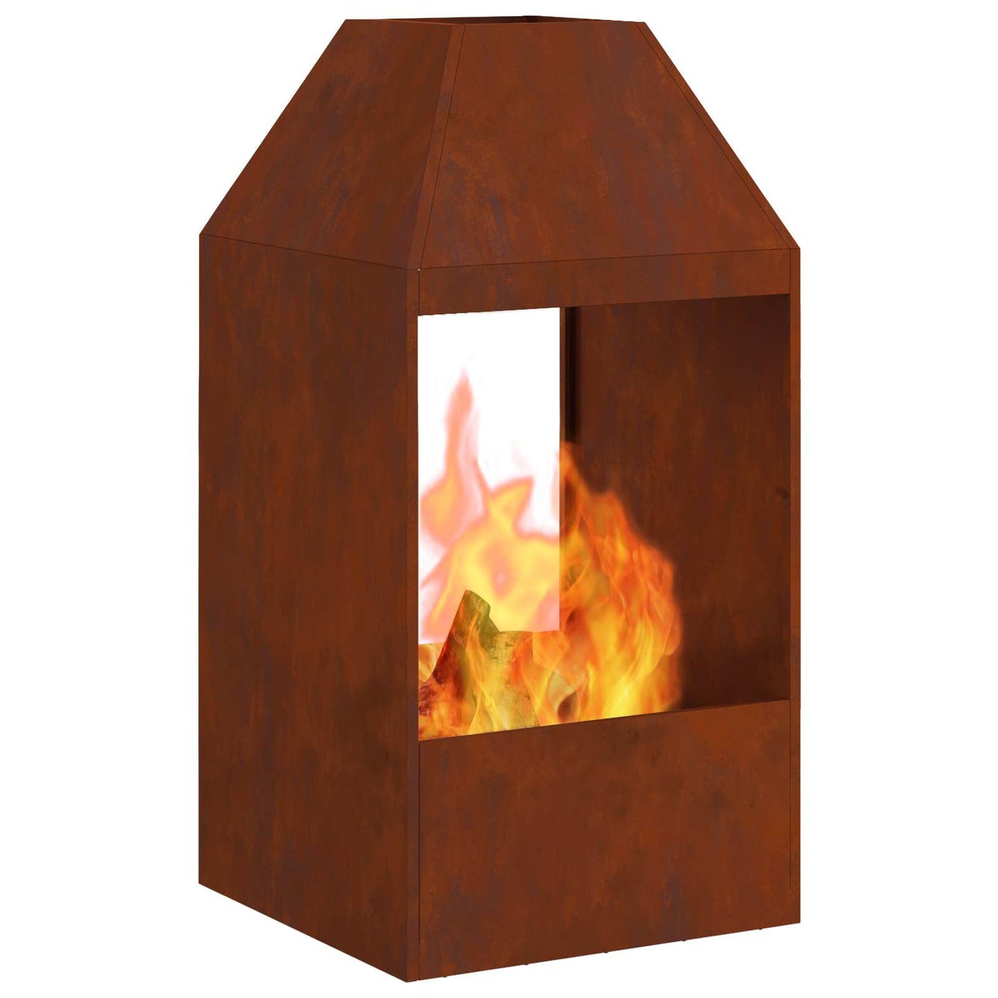 Fire Pit Brown 50 x 50 x 100 cm Weathering Steel