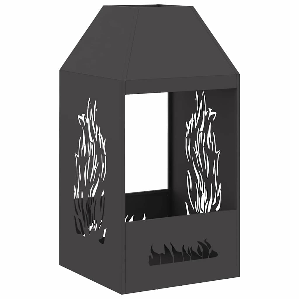 Fire Pit Black 50 x 50 x 100 cm Steel