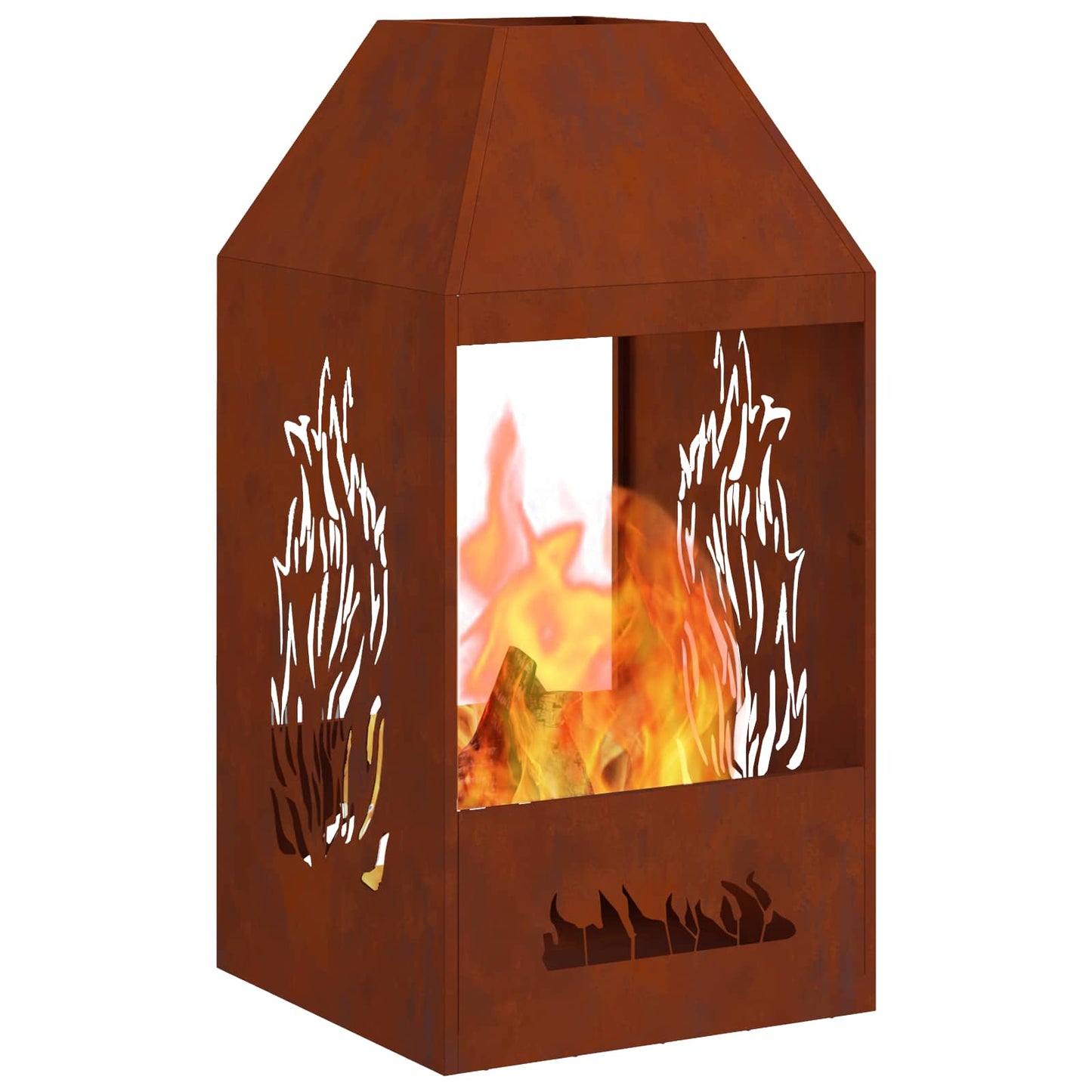 Fire Pit Brown 50 x 50 x 100 cm Weather Steel