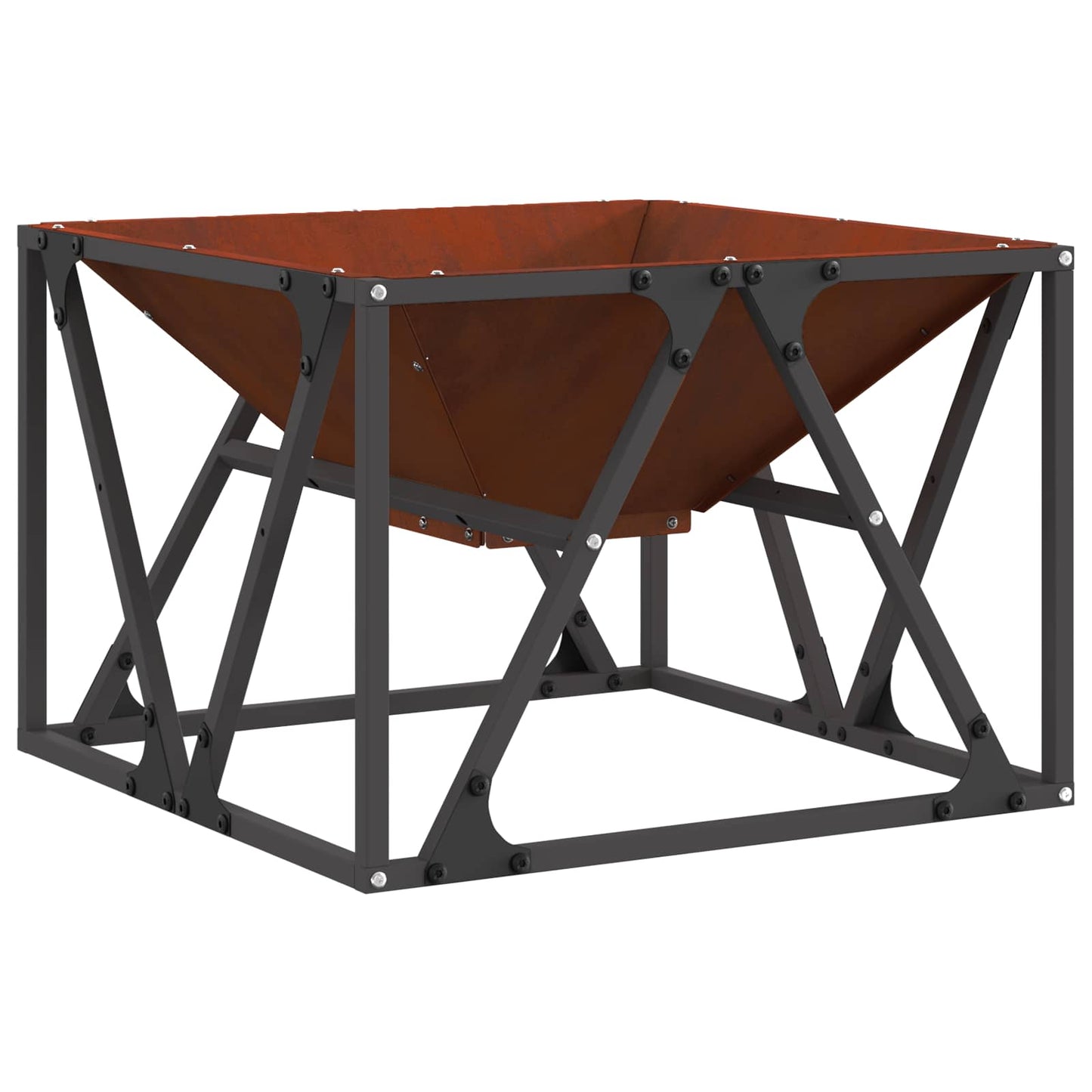 Fire Pit Brown 50 x 50 x 35 cm Weathering Steel