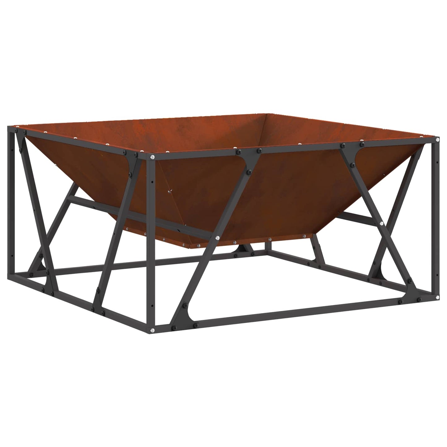 Fire Pit Brown 80 x 80 x 40 cm Weathering Steel
