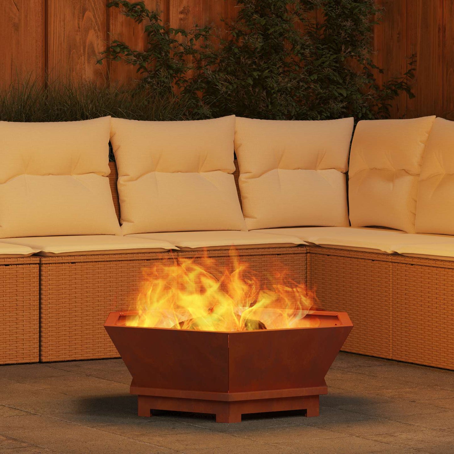 Fire Pit Brown 75 x 75 x 28 cm Weathering Steel
