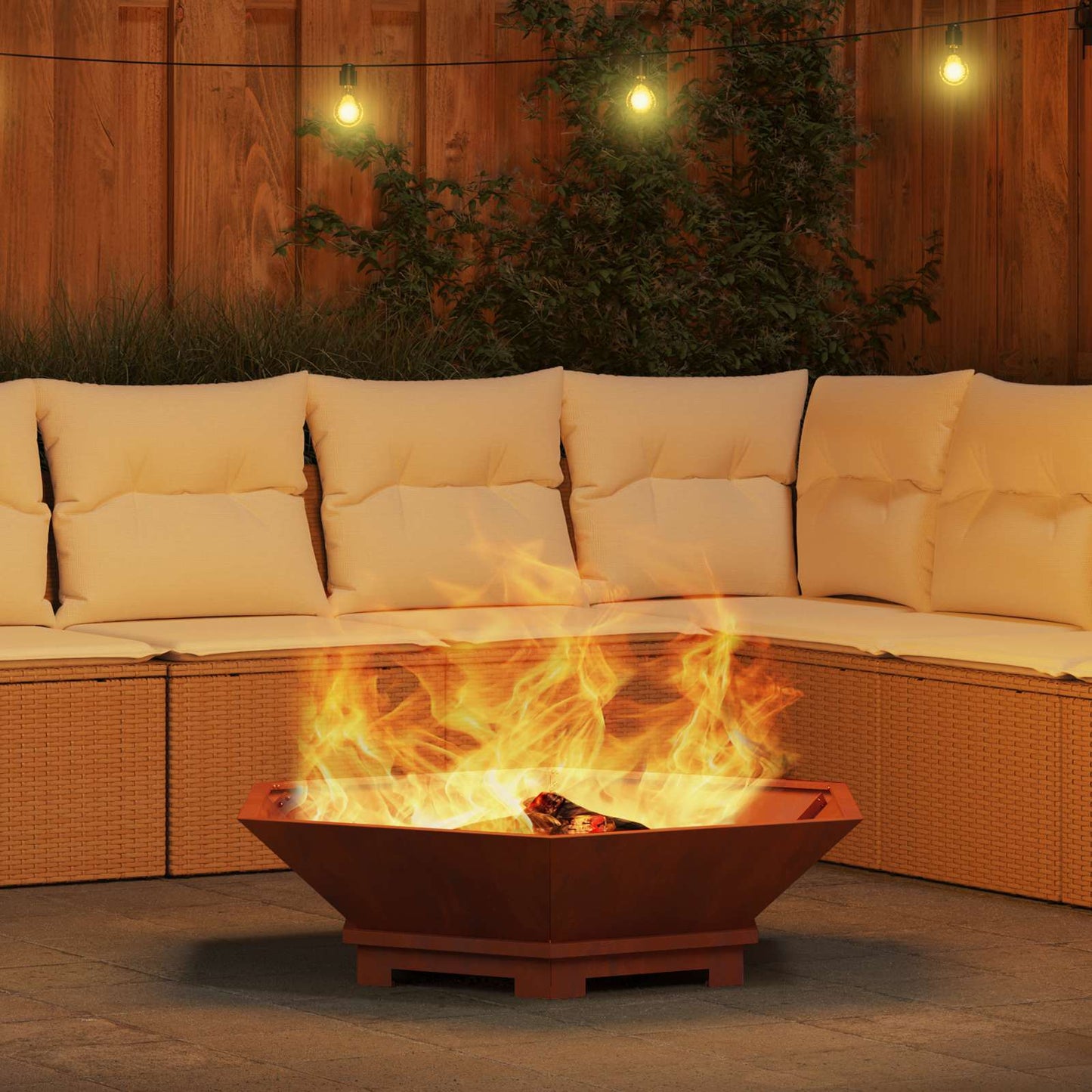 Fire Pit Brown 100 x 100 x 28 cm Weathering Steel