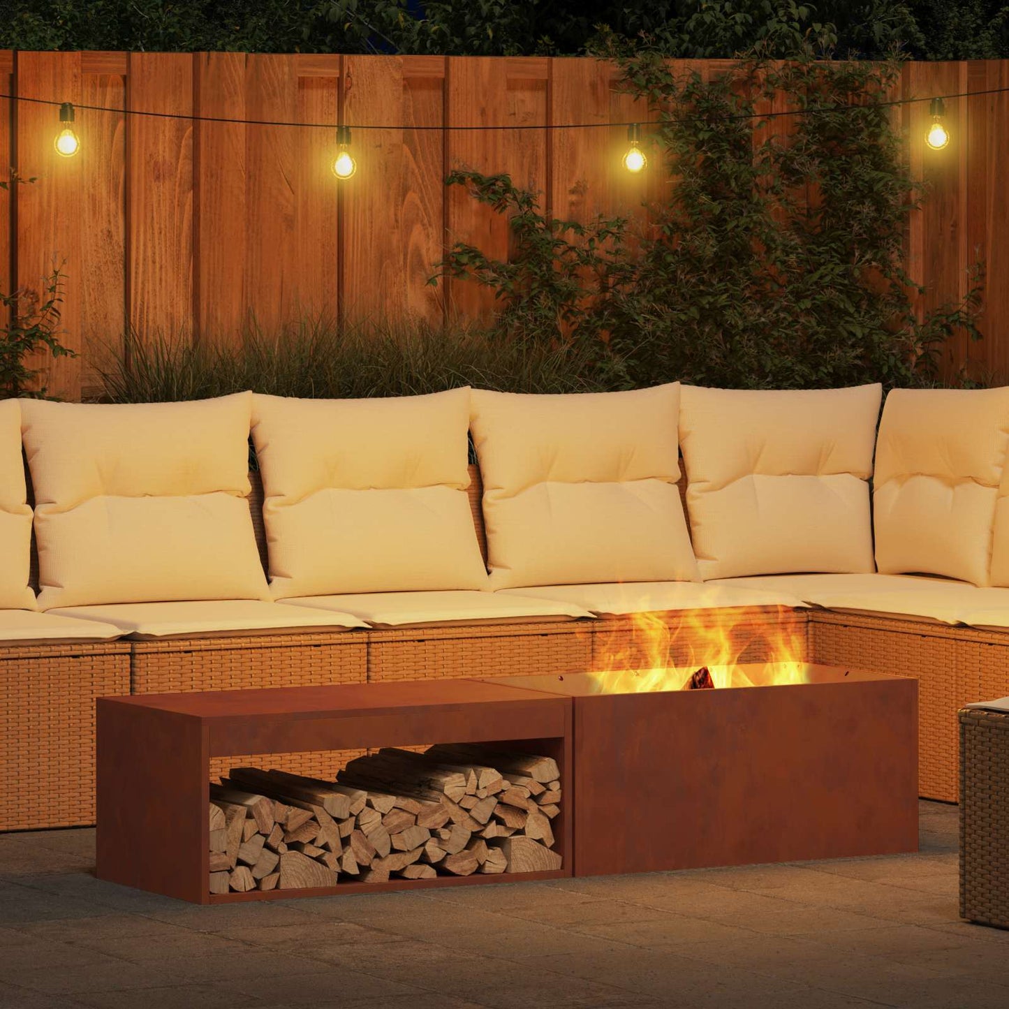 Fire Pit Brown 160 x 45 x 35 cm Steel