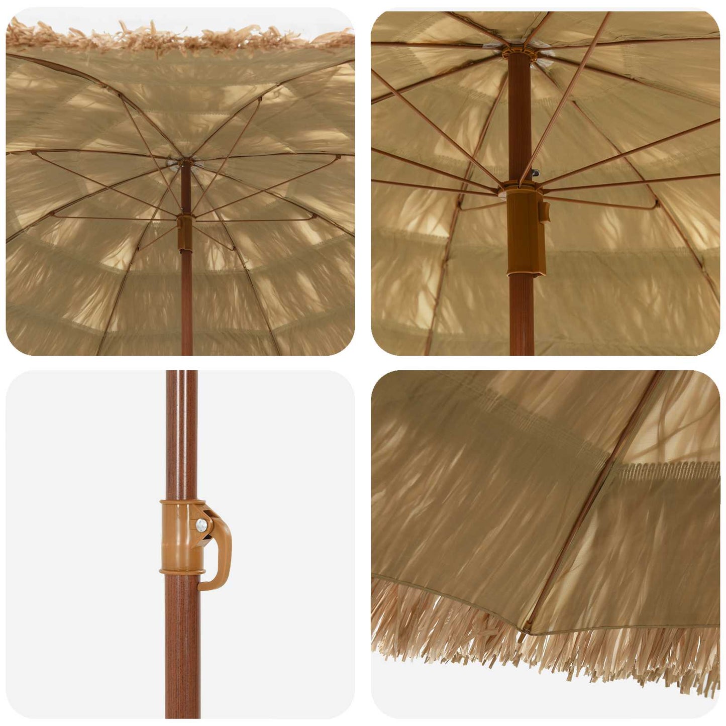 Beach Parasol Natural 160 x 160 x 196 cm Polyester and Steel