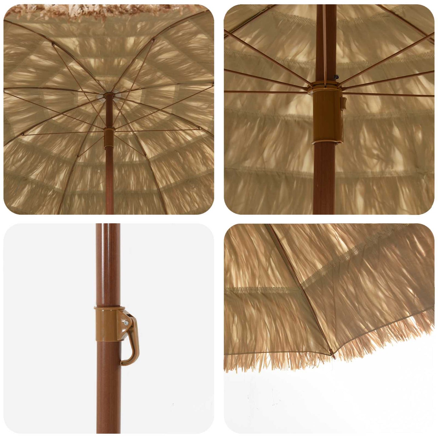 Beach Parasol Natural 205 x 205 x 210 cm Polyester and Steel