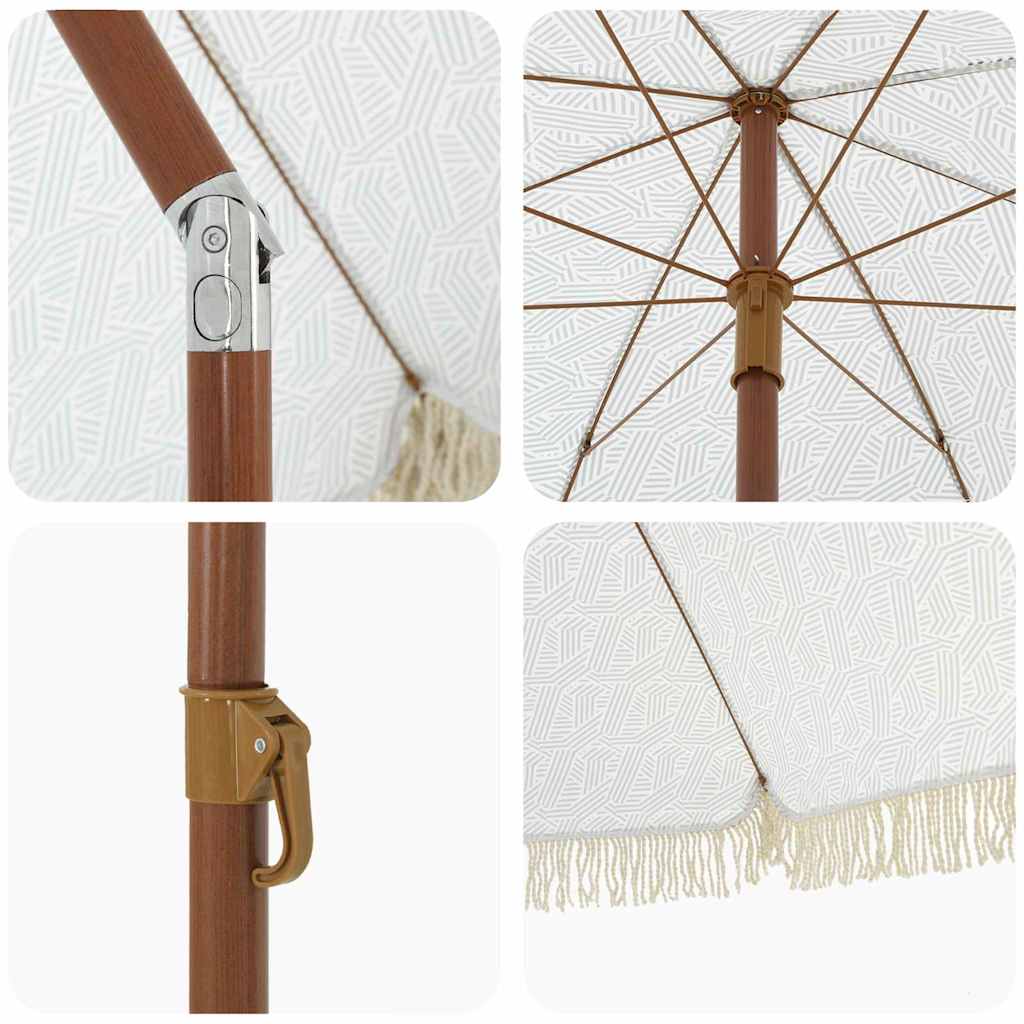 Beach Parasol Grey and White 205 x 205 x 210 cm