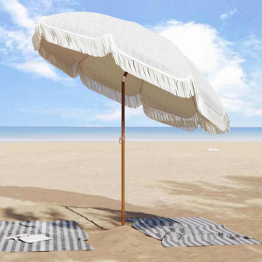 Beach Parasol Grey and White 205 x 205 x 210 cm
