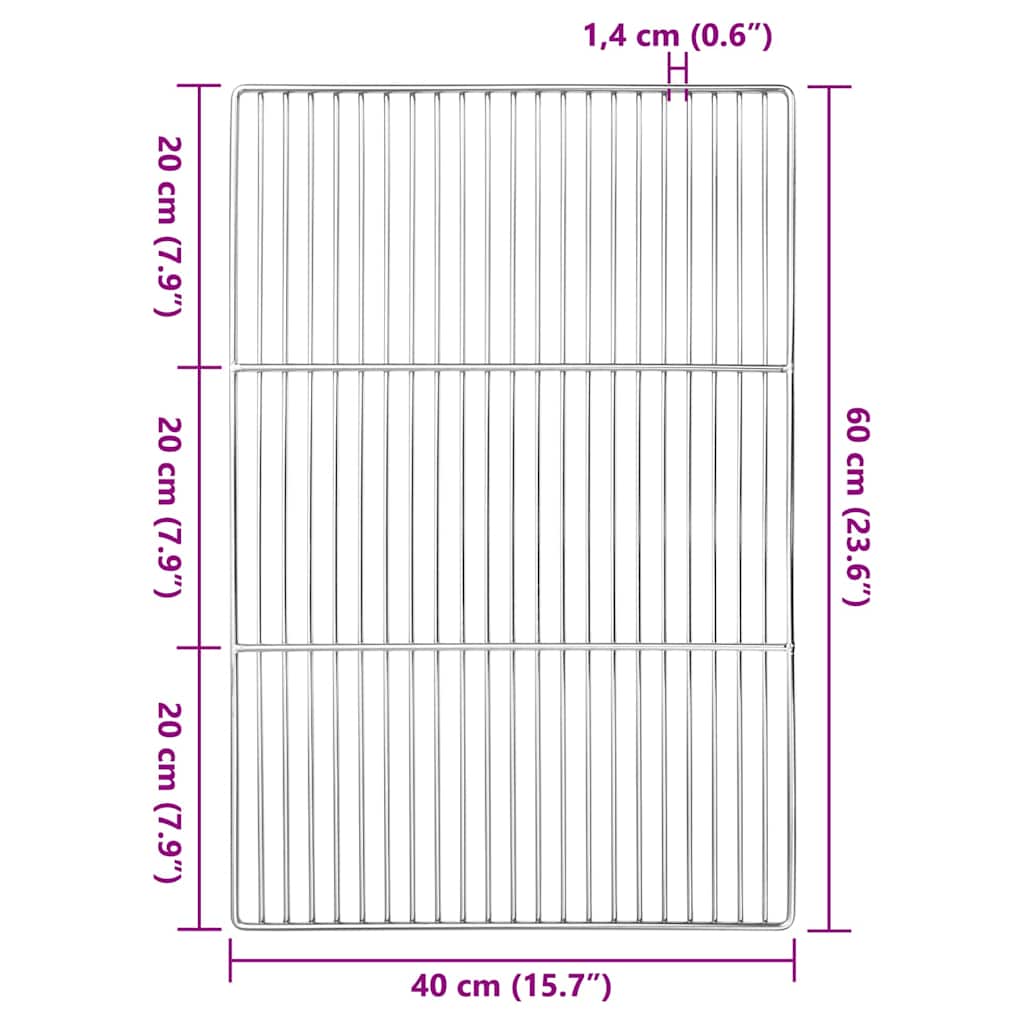 Grill Grate 60 x 40 cm Stainless Steel Silver