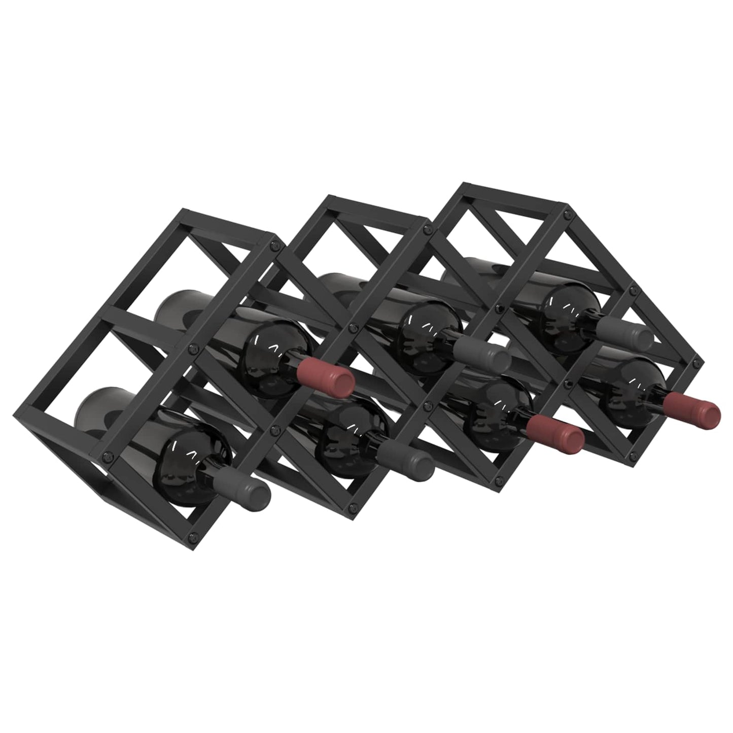 Wine Rack Black Oak 63 x 16.5 x 25 cm Powder-Coated Steel