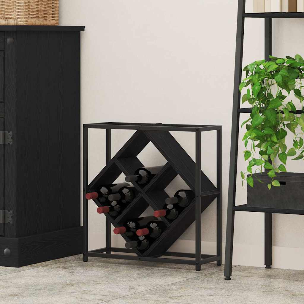 Wine Rack Black Oak 51 x 18 x 52.5 cm Engineered Wood