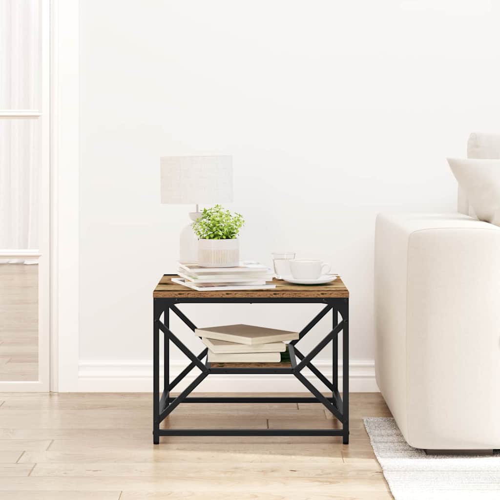 Coffee Table Old Wood 51 x 50 x 40 cm Engineered Wood and Steel