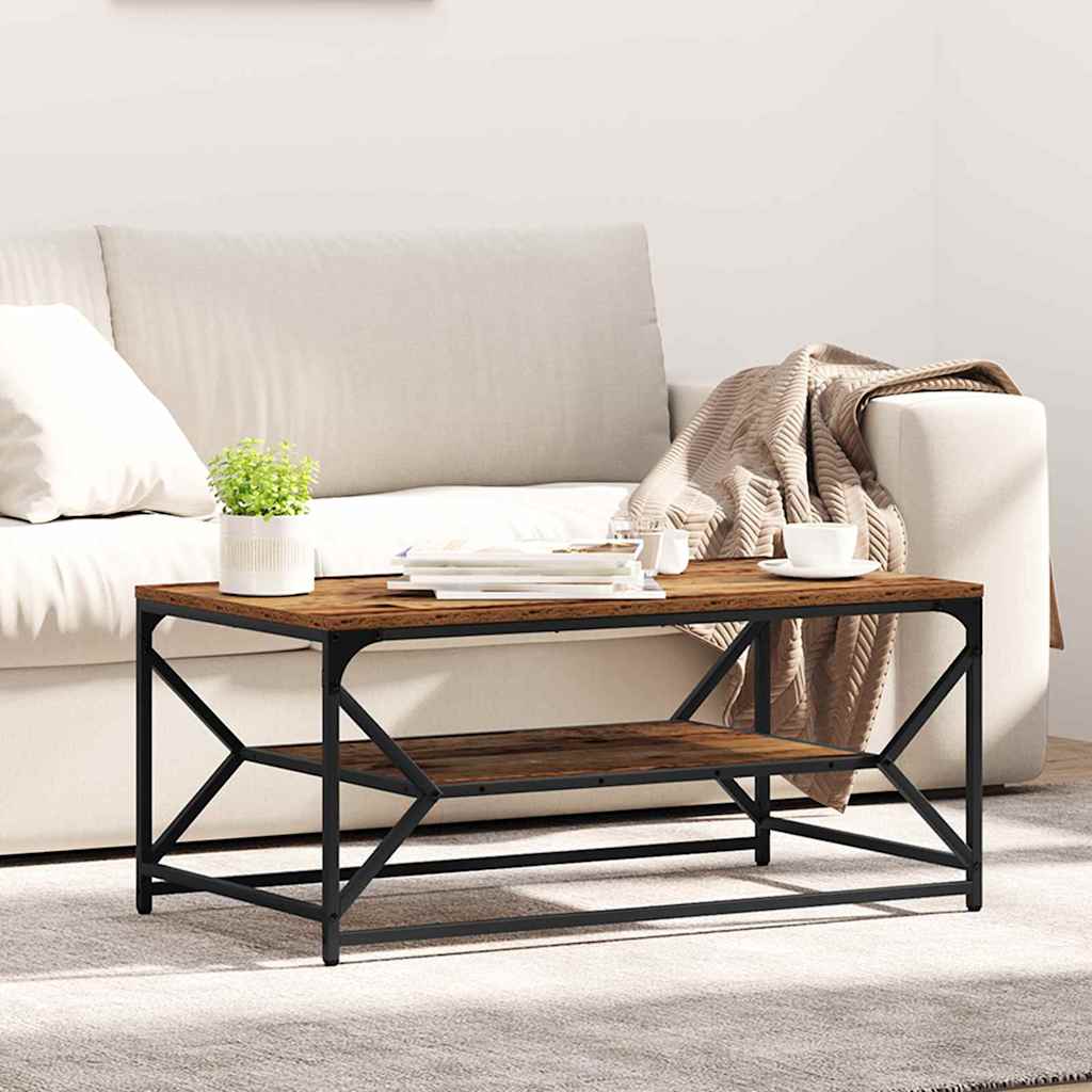 Coffee Table Old Wood 90 x 50 x 40 cm Engineered Wood and Steel