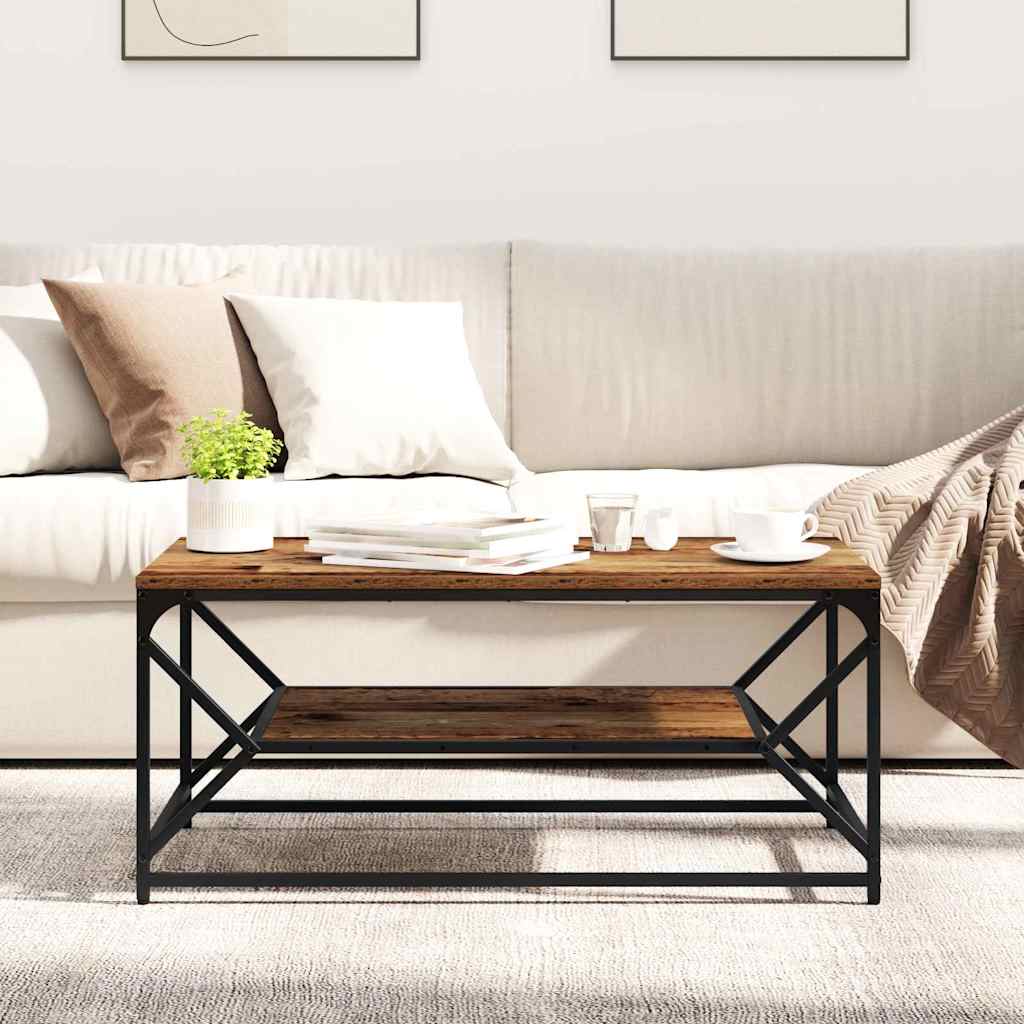 Coffee Table Old Wood 90 x 50 x 40 cm Engineered Wood and Steel