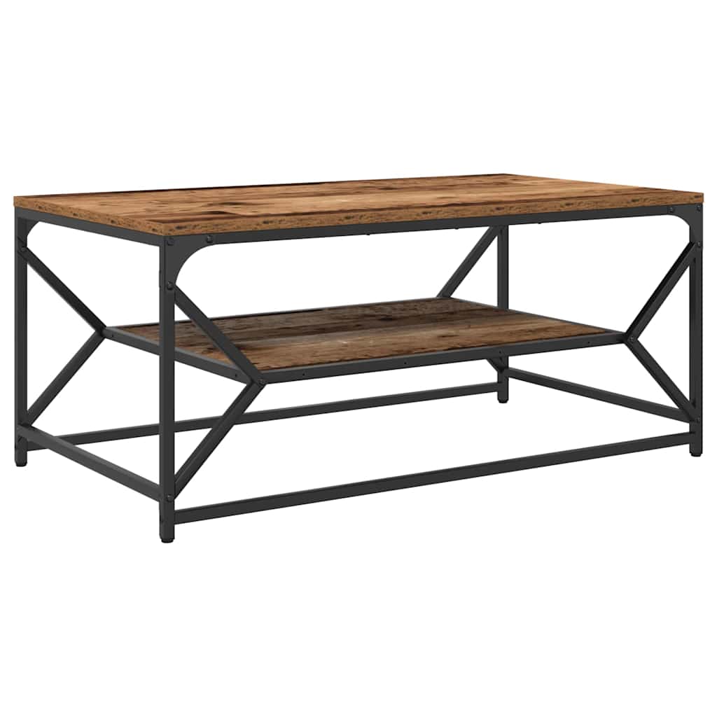 Coffee Table Old Wood 90 x 50 x 40 cm Engineered Wood and Steel
