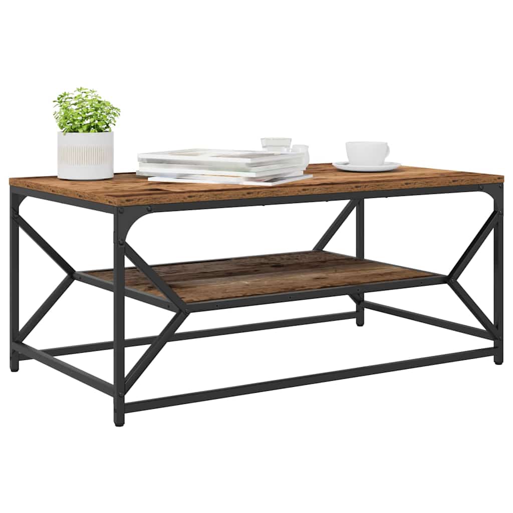 Coffee Table Old Wood 90 x 50 x 40 cm Engineered Wood and Steel