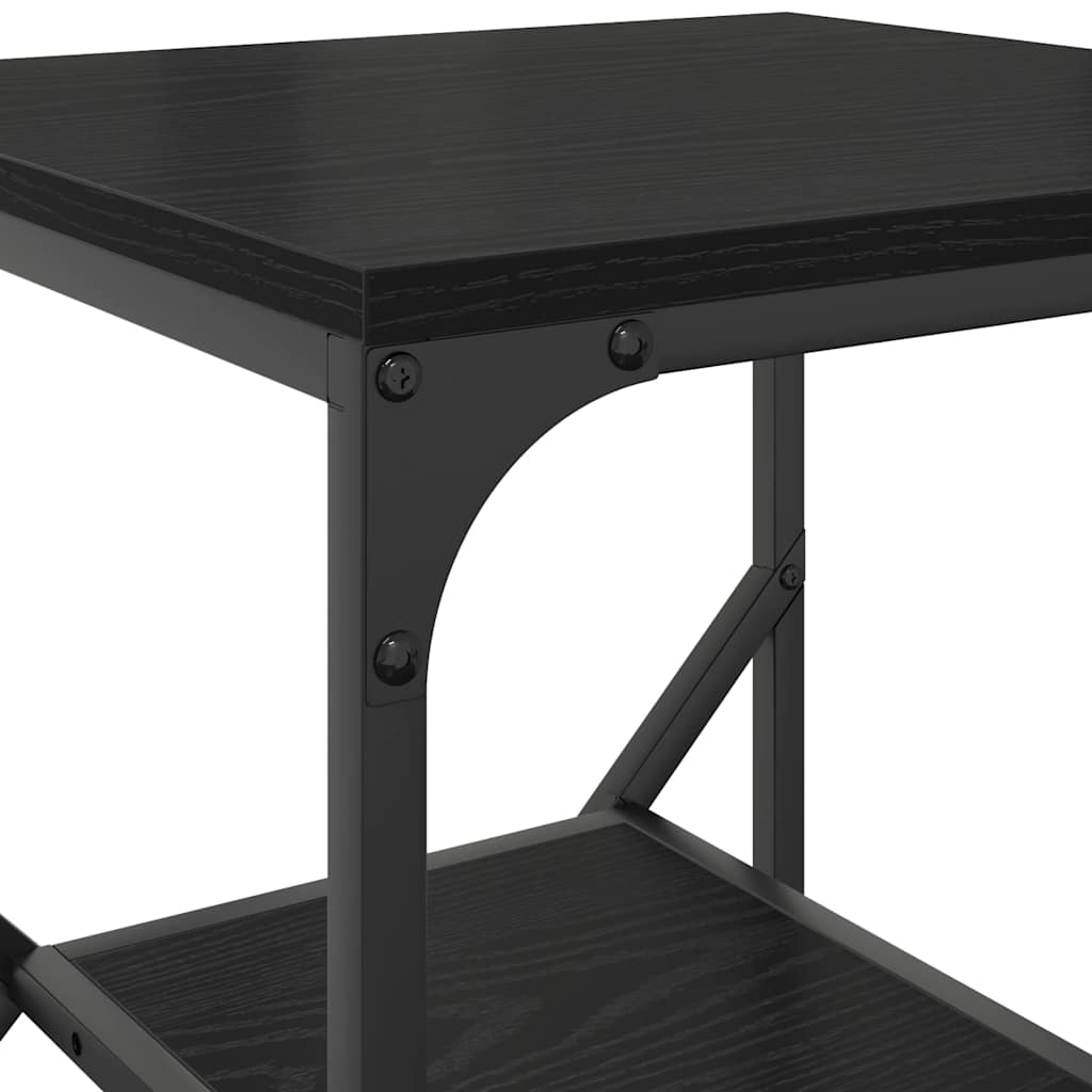 Side Table Black Oak 41 x 40 x 60 cm Engineered Wood and Steel