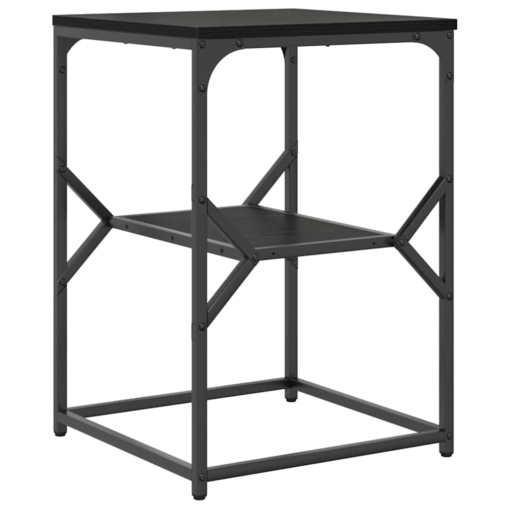 Side Table Black Oak 41 x 40 x 60 cm Engineered Wood and Steel