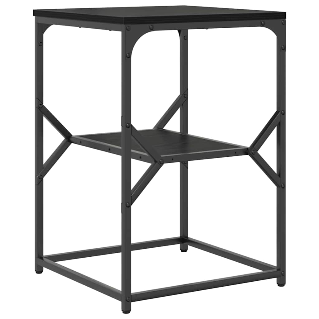 Side Table Black Oak 41 x 40 x 60 cm Engineered Wood and Steel