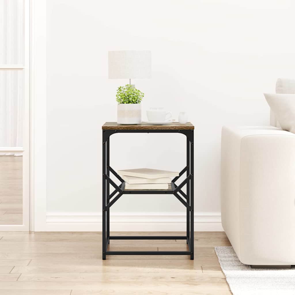 Side Table Smoked Oak 41 x 40 x 60 cm Engineered Wood and Steel