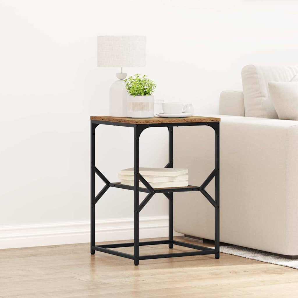 Side Table Old Wood 41 x 40 x 60 cm Engineered Wood and Steel