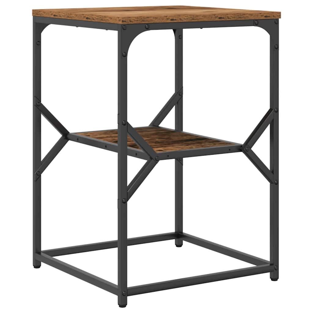 Side Table Old Wood 41 x 40 x 60 cm Engineered Wood and Steel
