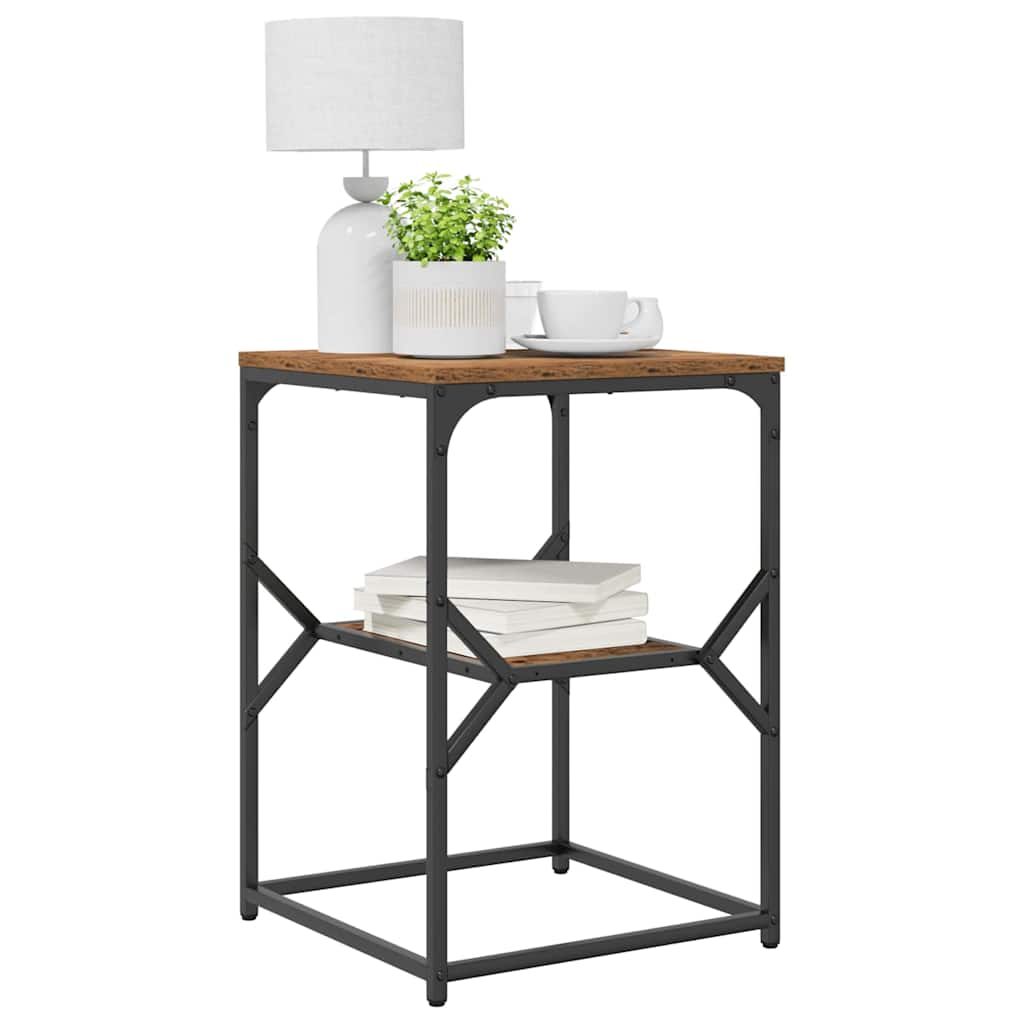 Side Table Old Wood 41 x 40 x 60 cm Engineered Wood and Steel