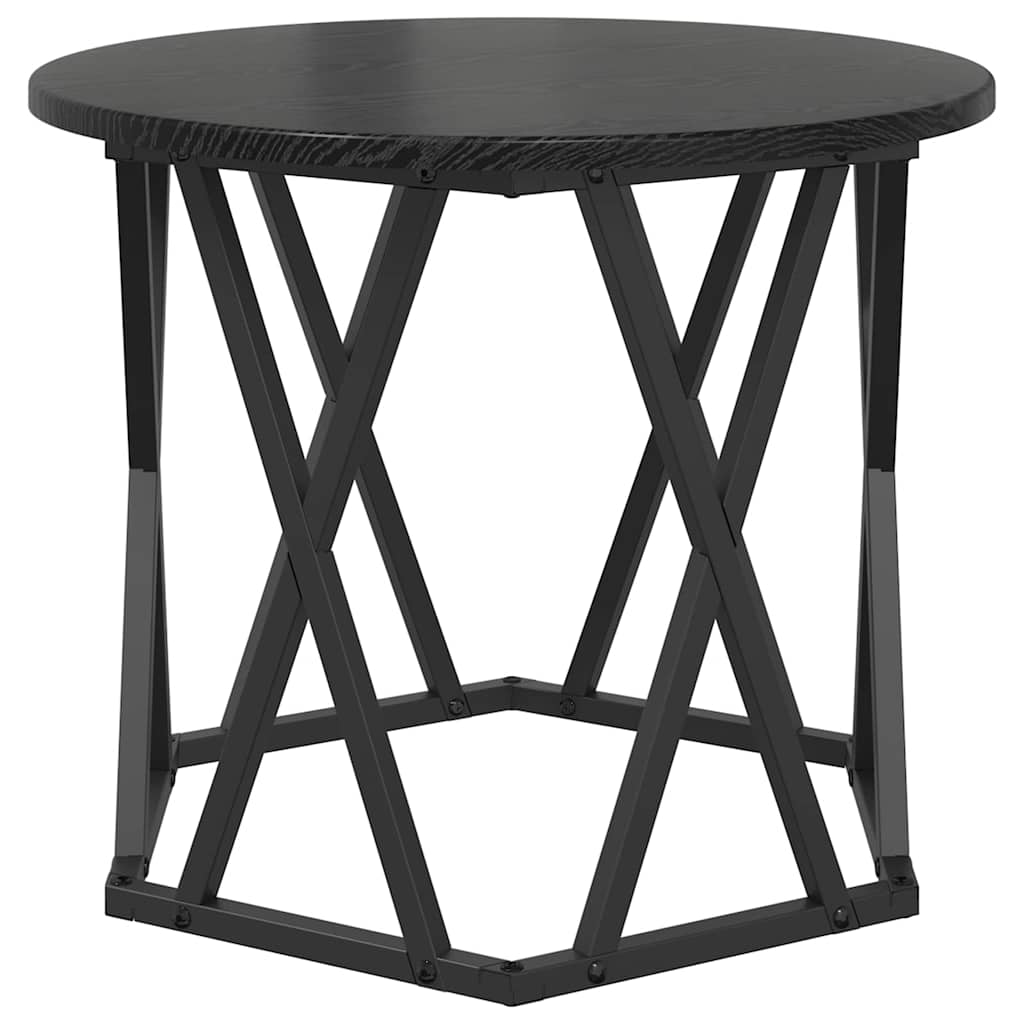 Side Table 2 pcs Black Oak Engineered Wood and Steel