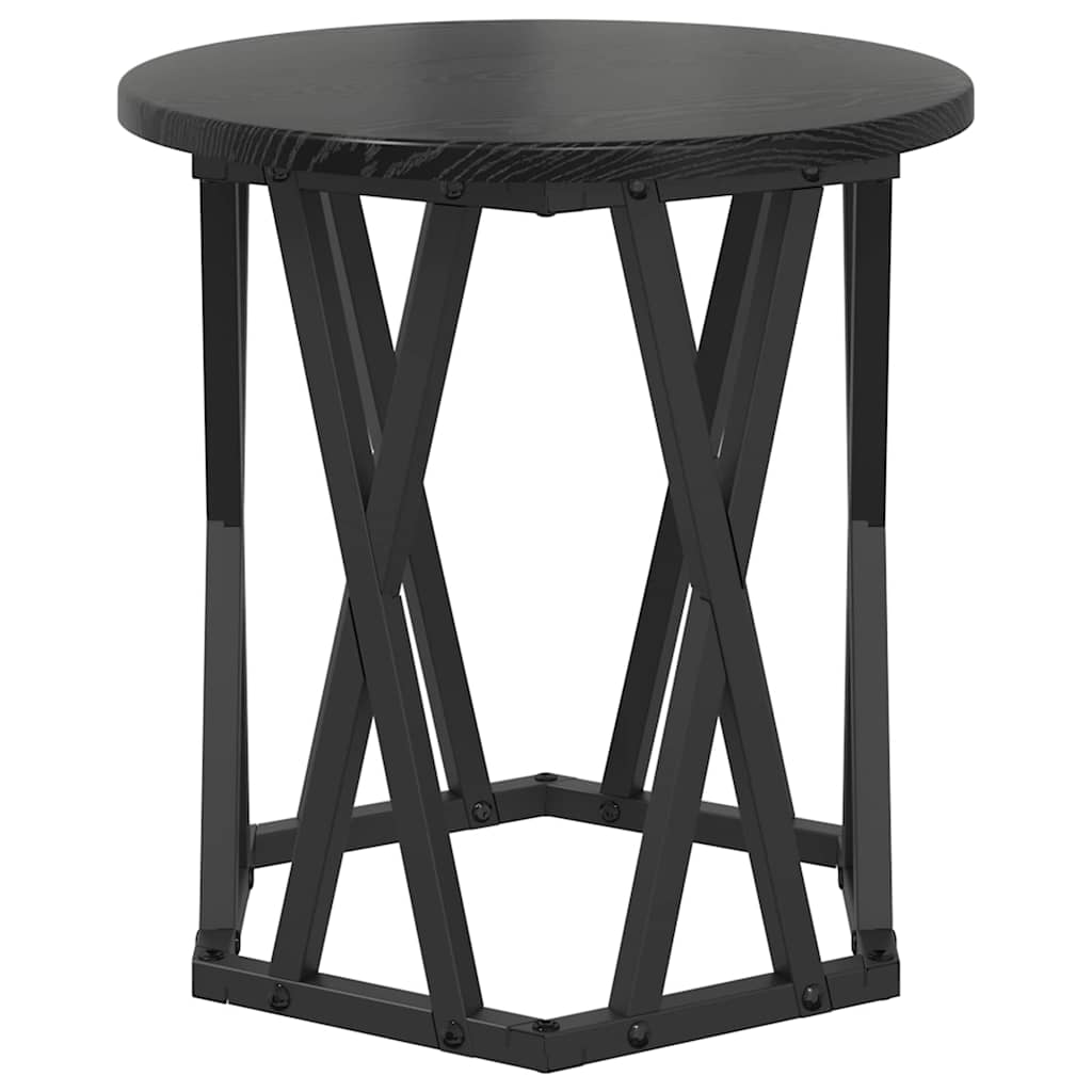 Side Table 2 pcs Black Oak Engineered Wood and Steel