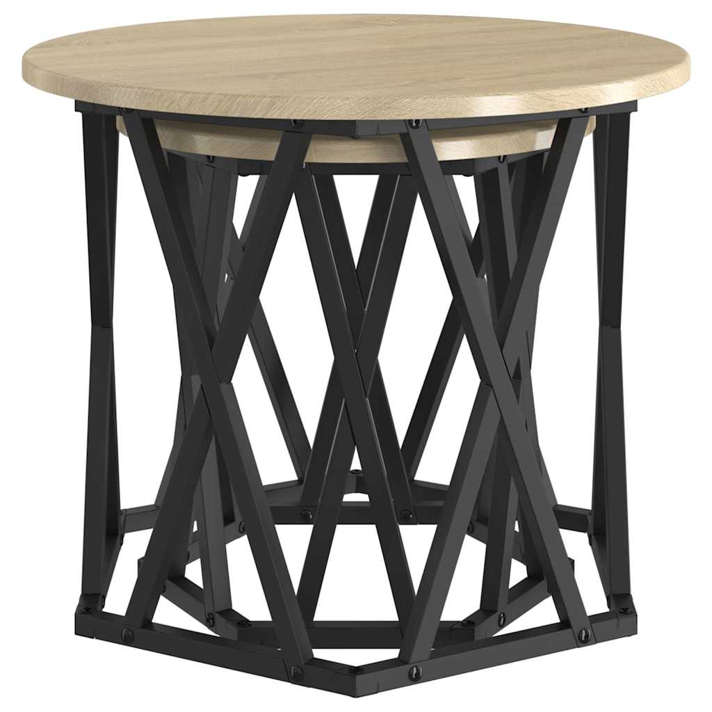 Side Table 2 pcs Sonoma Oak Engineered Wood and Steel