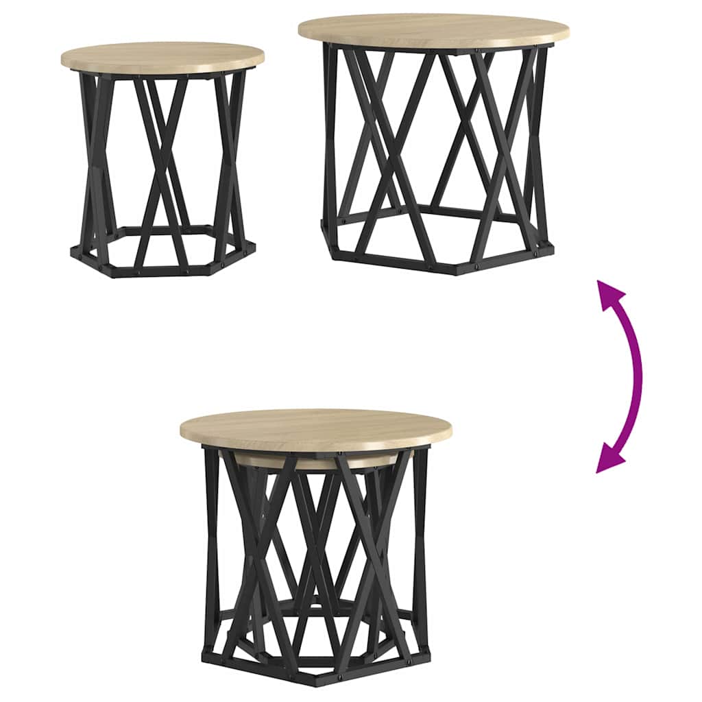 Side Table 2 pcs Sonoma Oak Engineered Wood and Steel