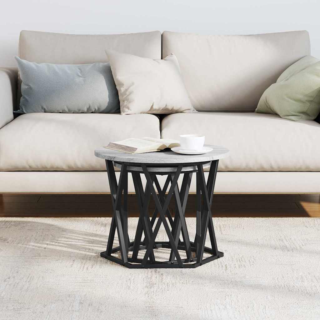Side Table 2 pcs Grey Sonoma Engineered Wood and Steel