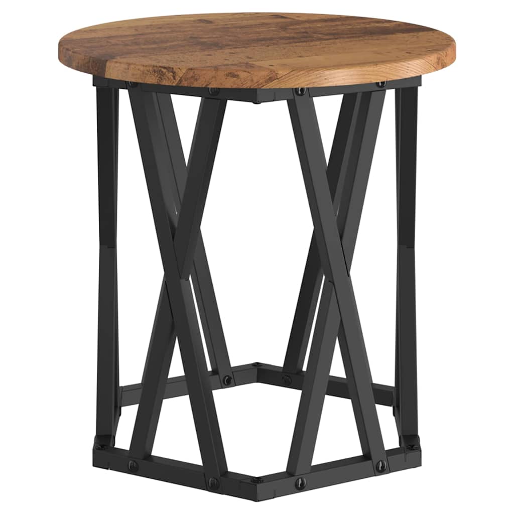 Side Table 2 pcs Reclaimed Wood Engineered Wood and Steel